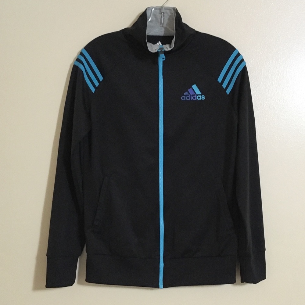 Adidas Climalite Small Black Teal Women’s Zip Up Track Jacket